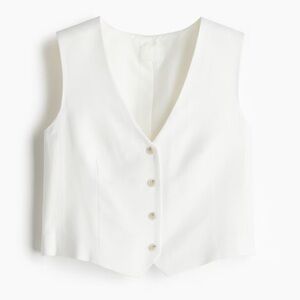 H&M White Button-Up Vest Top Waistcoat